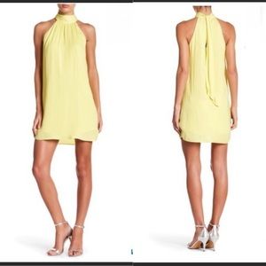 Naked Zebra satin mock neck yellow dress